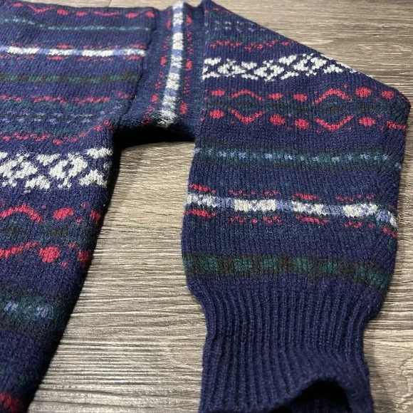 Vintage Eddie Bauer Men's Wool Shetland All Over Print Wool Sweater Size Medium - Picture 5 of 7